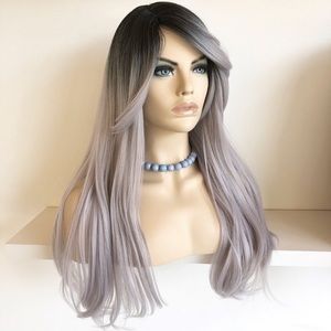 28” Straight Icy Blonde w/ Dark Root Wig : Gloria